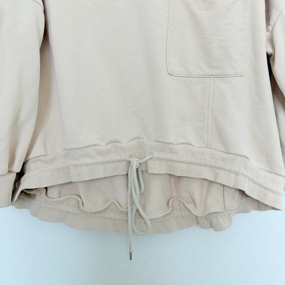 Nap Crew Neck Drawstring Waist Loungewear Oversized Sweatshirt Cream Size XL - Picture 3 of 7